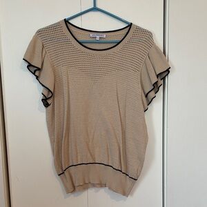 Elegant Beige Ruffle Sleeve Blouse